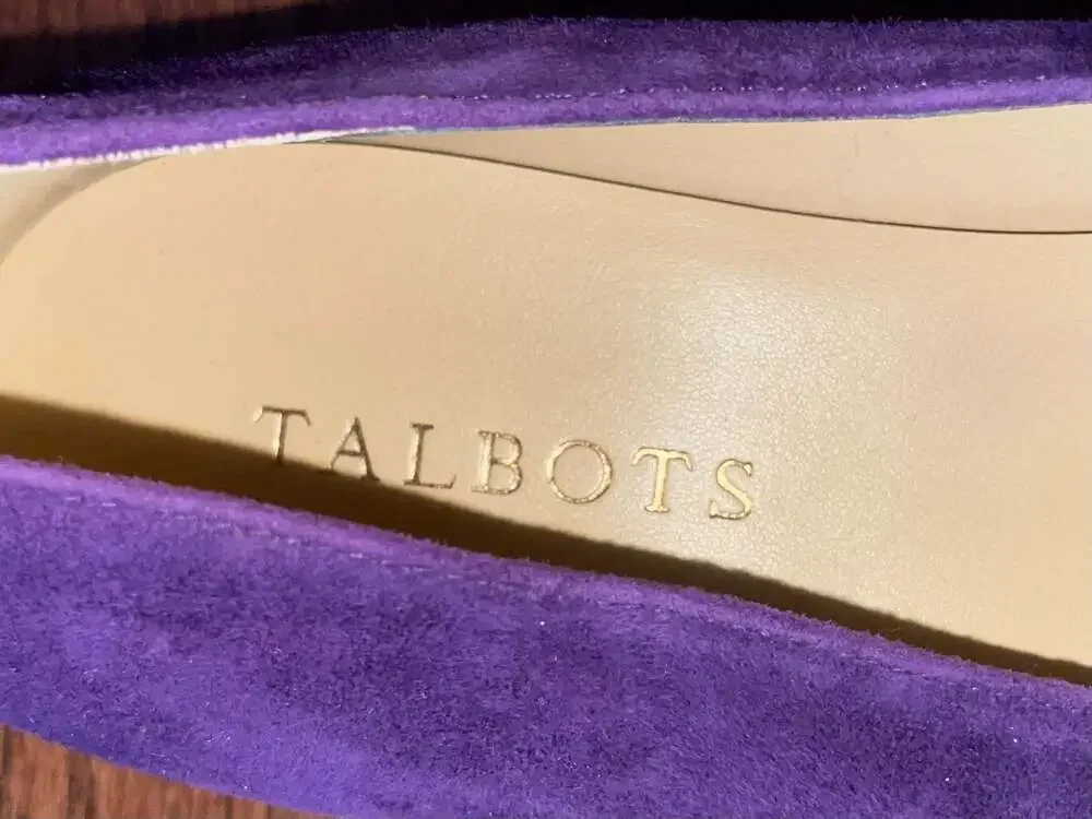 Talbots Purple Suede Rhinestone Buckle Ballet Flats Leather 8.5 M